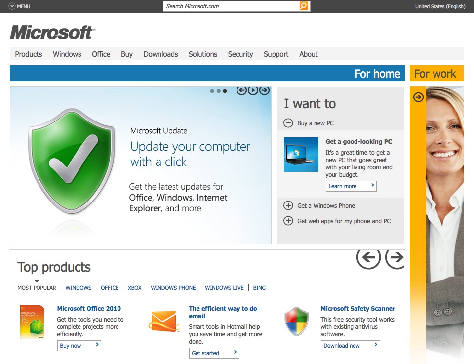 Microsoft.com homepage (2011)